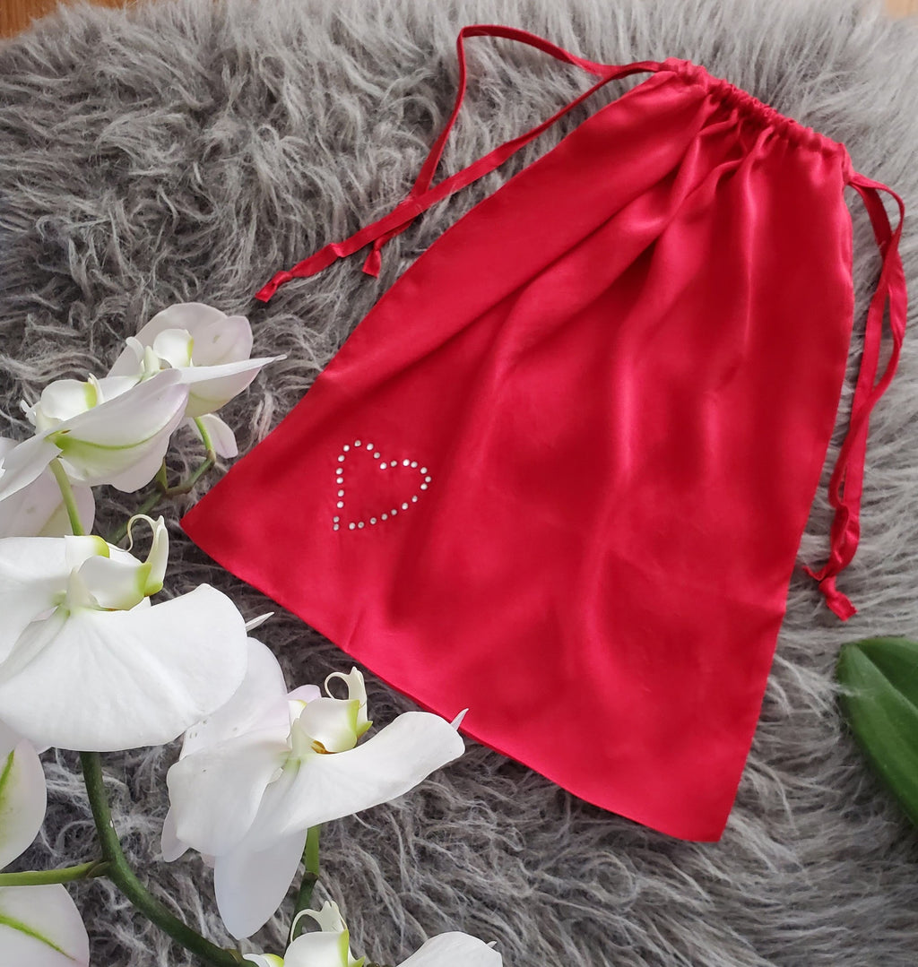 100% silk lingerie bag - Red