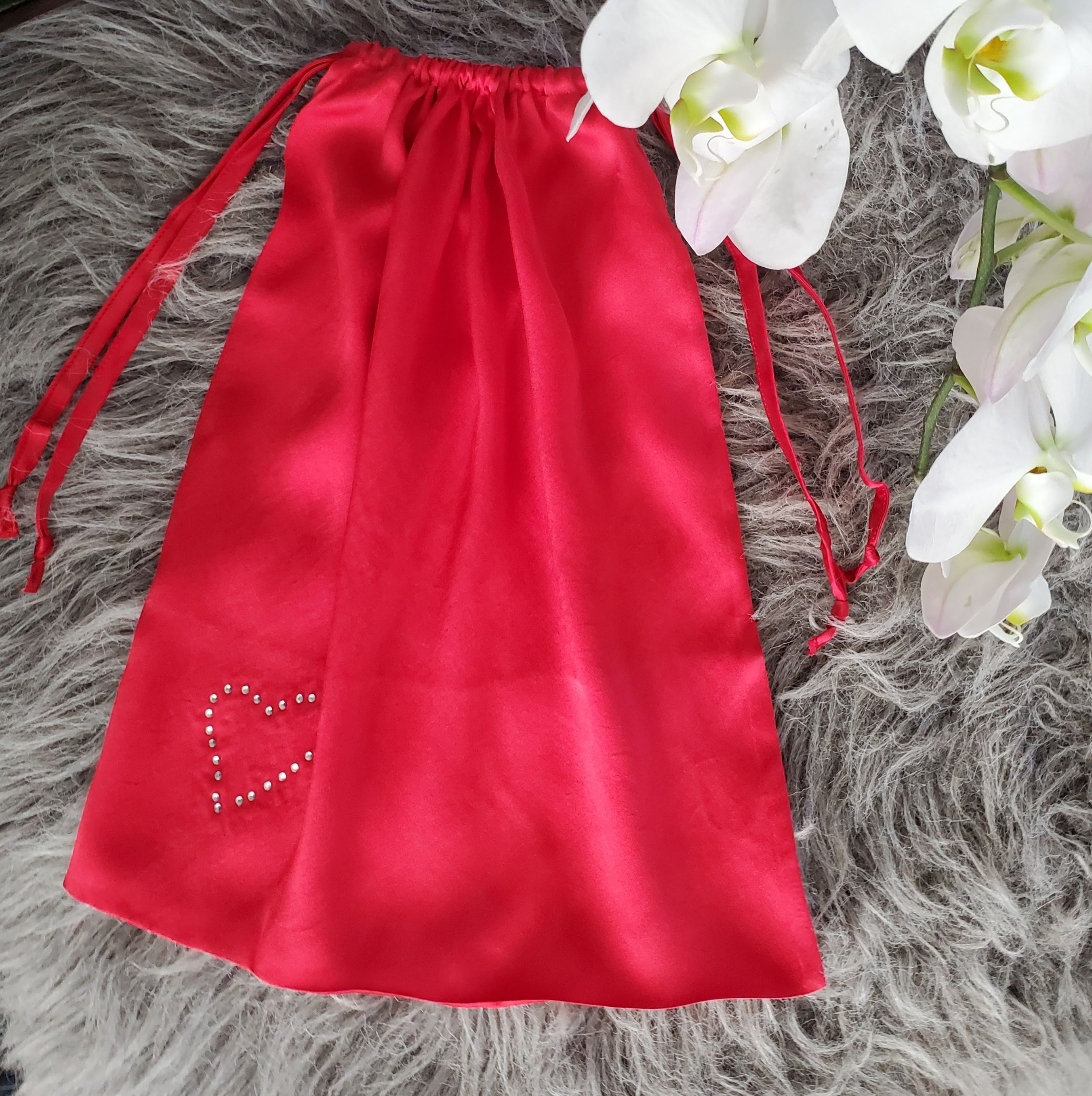 100% silk lingerie bag - Red