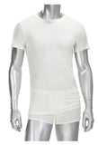 Mens Crew Neck T Shirt - 100% Silk - White