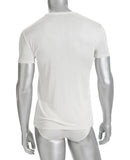 Mens Deep V Neck T Shirt - 100% Silk - White