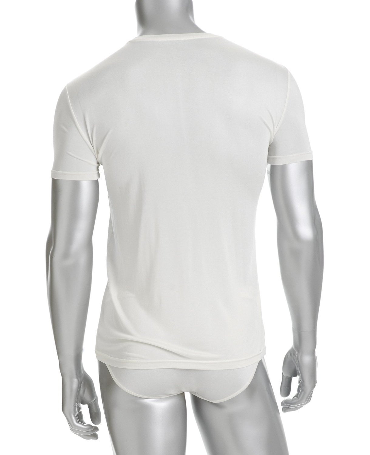 Mens Crew Neck T Shirt - 100% Silk - White