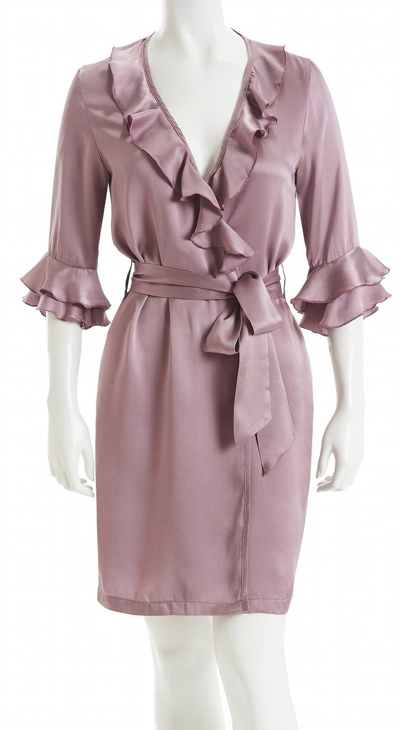 Robe - 100% Silk Satin - Purple pink