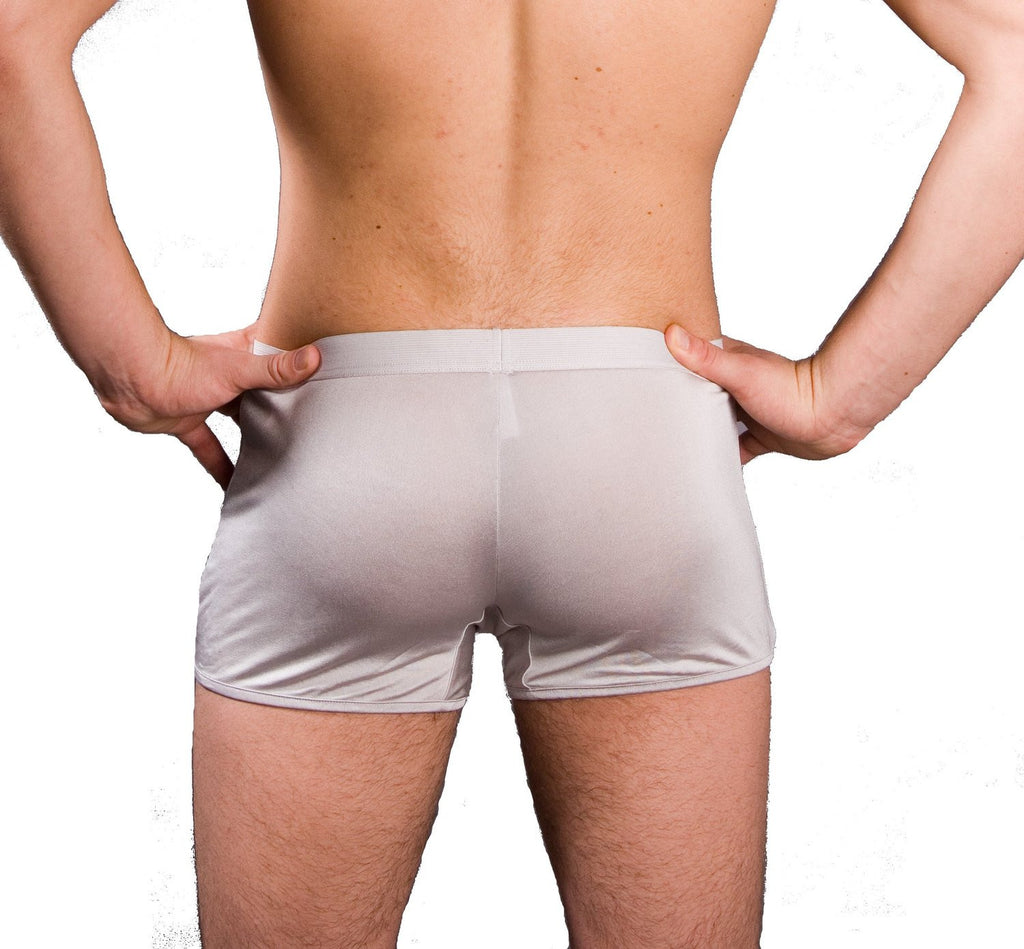 Mens Boxer - 100% Silk - Silver