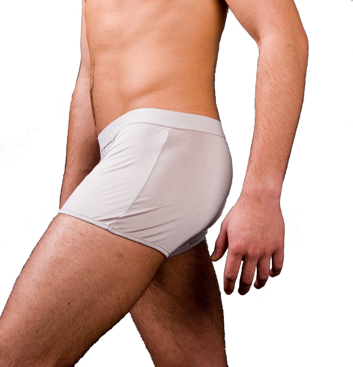 Mens Boxer - 100% Silk - Silver