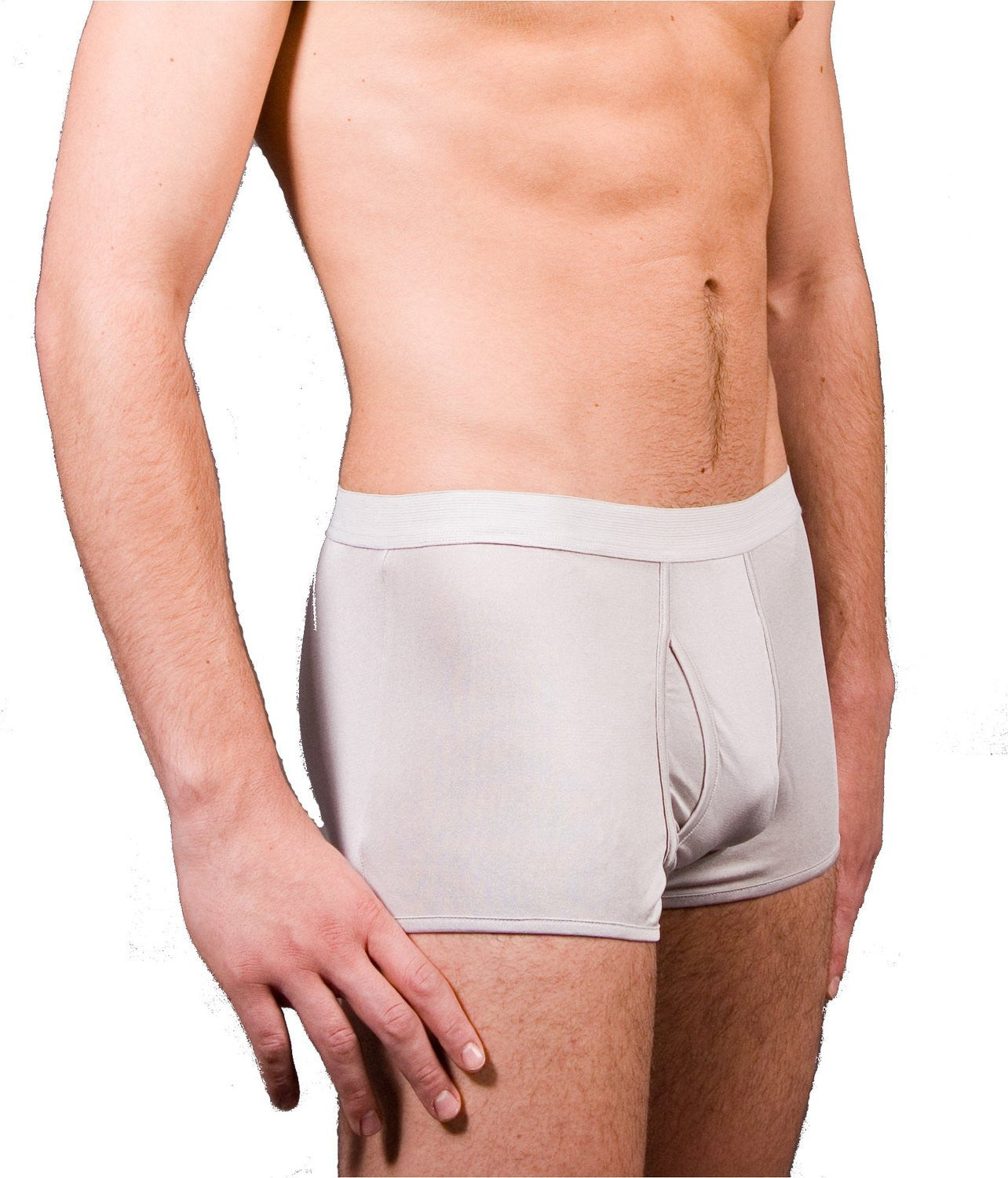 Mens Boxer - 100% Silk - Silver