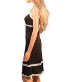 Chemise - 100% Silk - Black with White lace