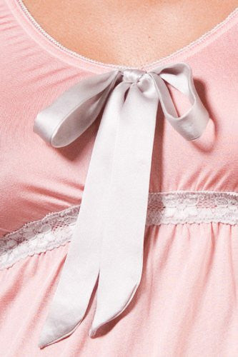 Babydoll Lace top - 100% Silk - Pink with Grey Lace