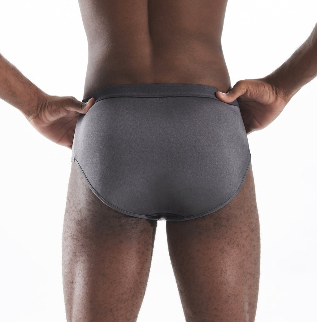 Mens Brief - 100% Silk - Dark Gray